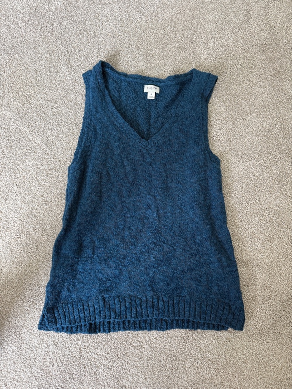 J. Crew Deep Teal V-Neck Sleeveless Knit Tank
